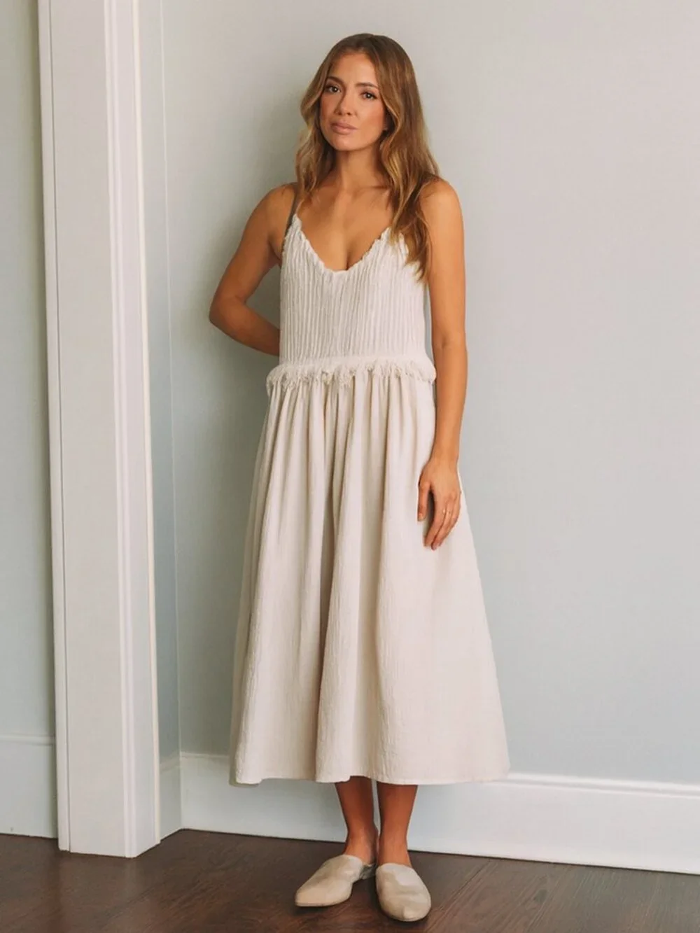 Vince Crochet Fringe Maxi Dress Boho Festival Resort Ivory Size Small Lined